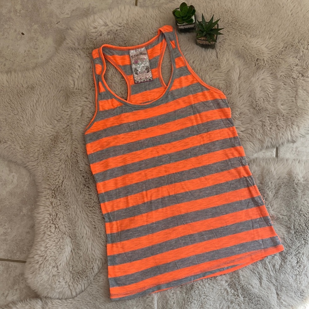 A Fine Mess Striped Tank Top Grey Orange Size Medium
